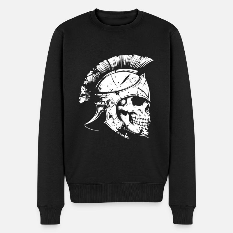 Crâne Spartiate Sparte - Pull Premium bio Homme - noir