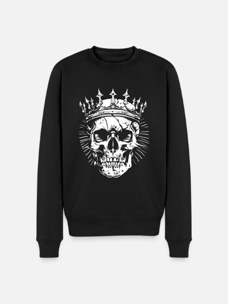 King Skull Skeleton Crown King - Men's Premium Organic Jumper - black