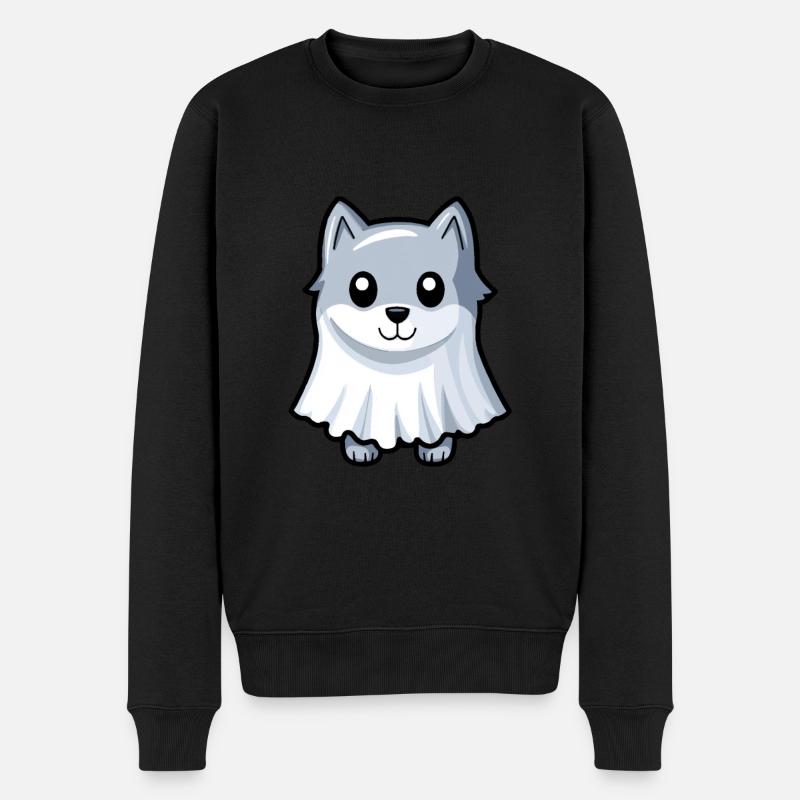 Wolf Halloween Comic Geist - Männer Premium Bio Pullover - Schwarz