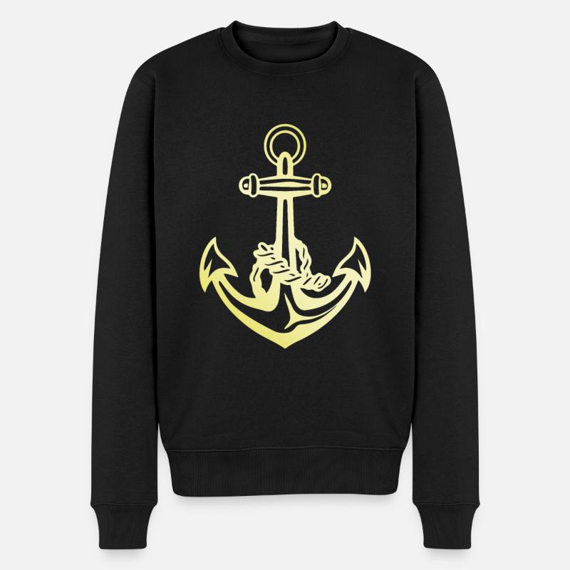 Anker Gold Hafen - Männer Premium Bio Pullover - Schwarz