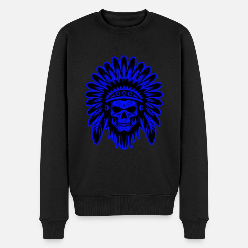 Apache Totenkopf Indianer - Männer Premium Bio Pullover - Schwarz