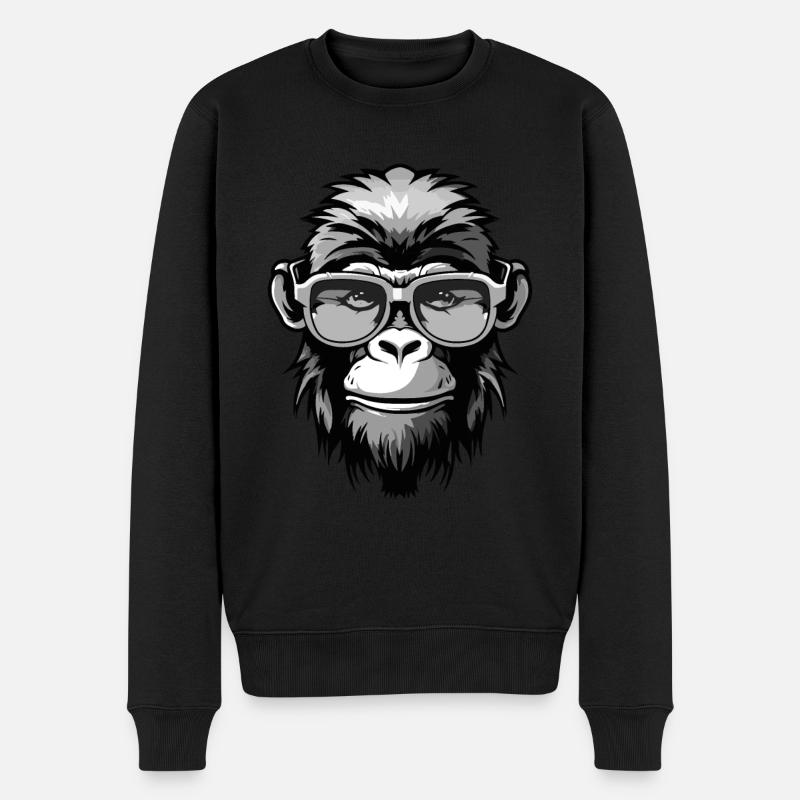 Affe Hipster Cool Party - Männer Premium Bio Pullover - Schwarz