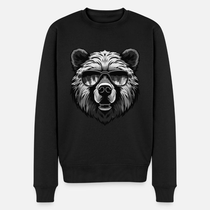 Fête cool ours hipster - Pull Premium bio Homme - noir