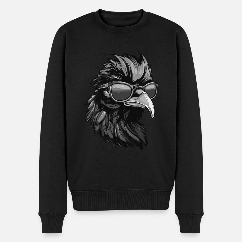 Hahn Hipster Cool Party - Männer Premium Bio Pullover - Schwarz