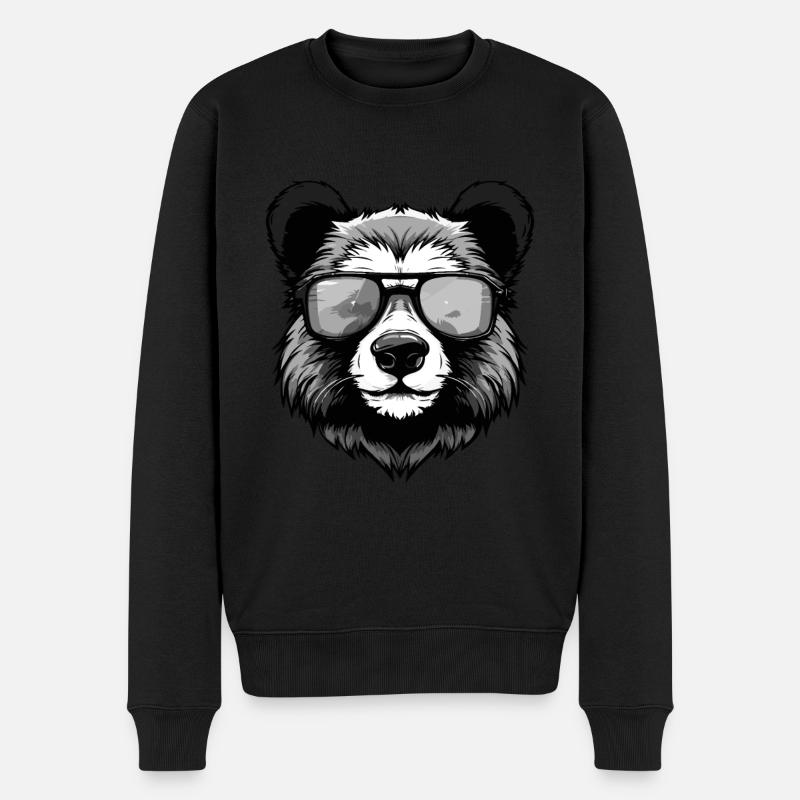 Fête cool hipster panda - Pull Premium bio Homme - noir