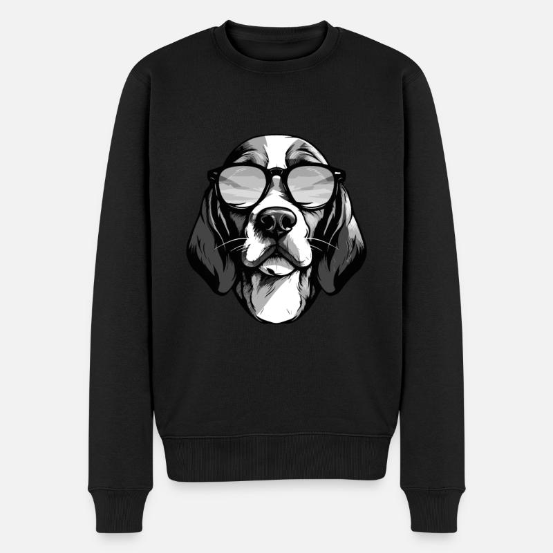 Beagle Hund Hipster Cool Party - Männer Premium Bio Pullover - Schwarz