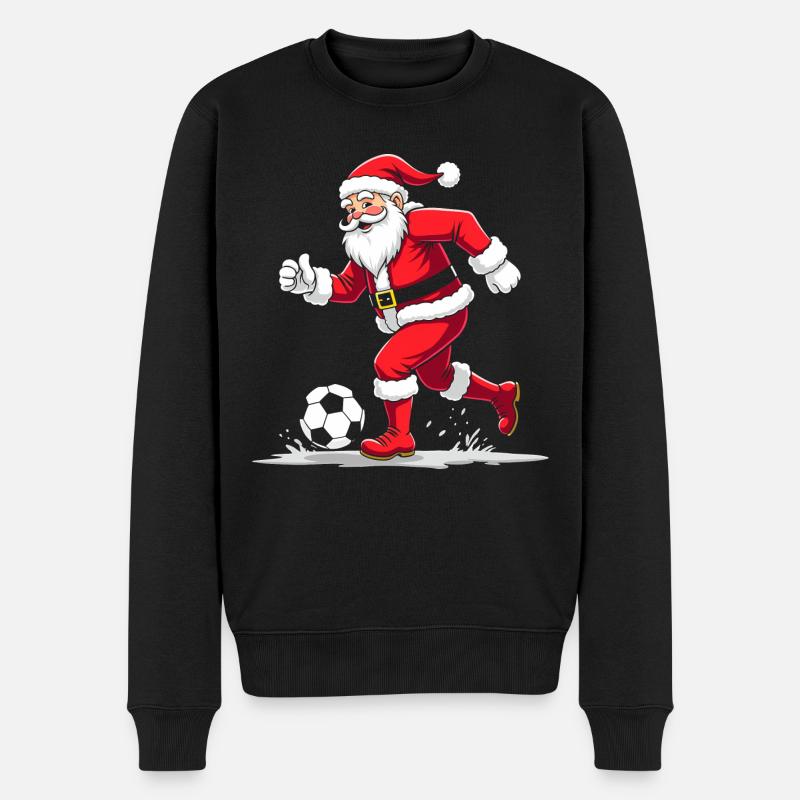 Fussballer Weihnachten - Männer Premium Bio Pullover - Schwarz