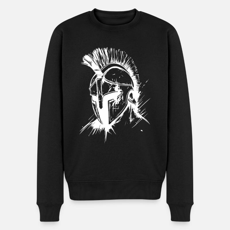 Spartaner Helm Gladiator - Männer Premium Bio Pullover - Schwarz