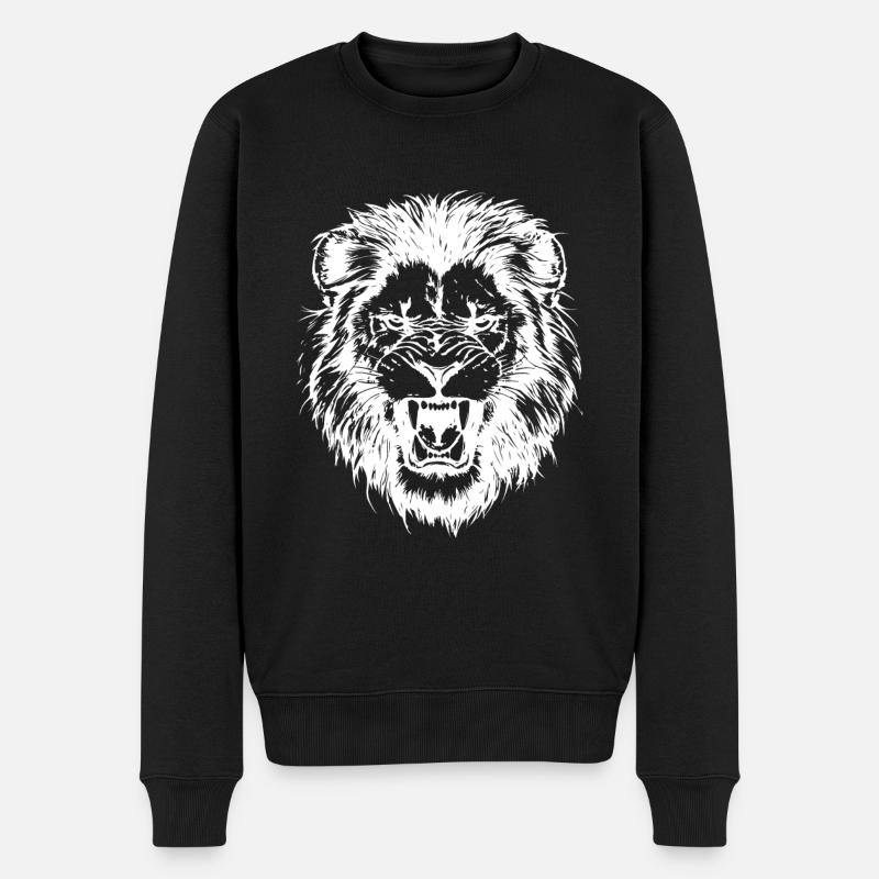 Löwe Design - Männer Premium Bio Pullover - Schwarz