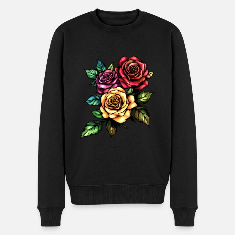 Roses Fleurs Amour - Pull Premium bio Homme - noir