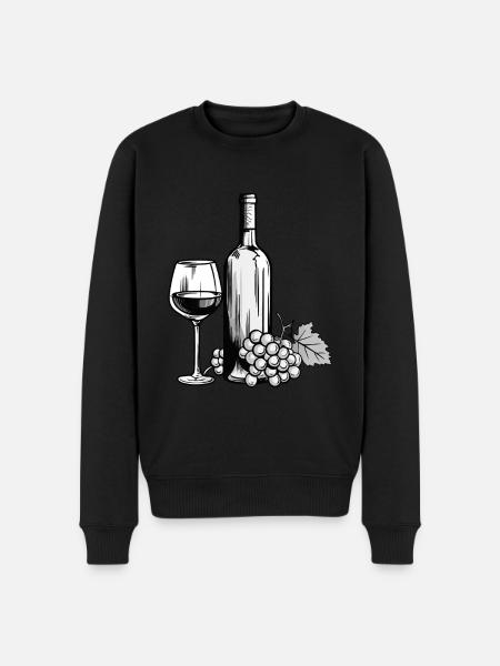 Wine Glass Wine Bottle - Men's Premium Organic Jumper - black