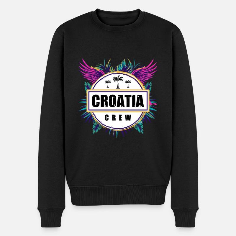 Croatie Équipage Tropical - Pull Premium bio Homme - noir