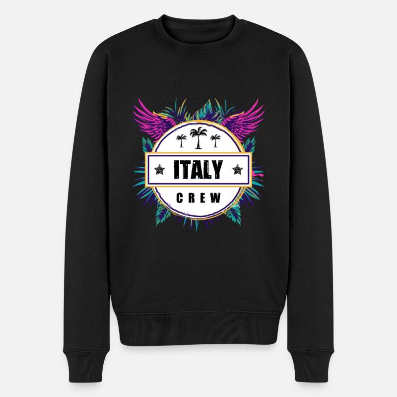 Italien Crew Tropisch - Männer Premium Bio Pullover - Schwarz