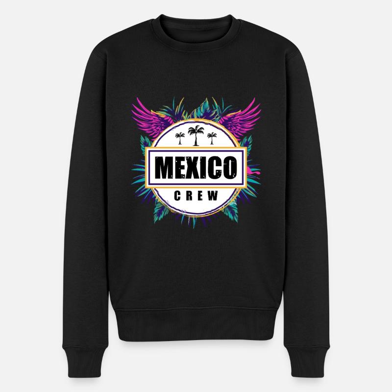 Mexiko Crew Tropisch - Männer Premium Bio Pullover - Schwarz