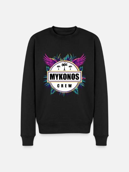 Mykonos Crew Tropisch - Männer Premium Bio Pullover - Schwarz