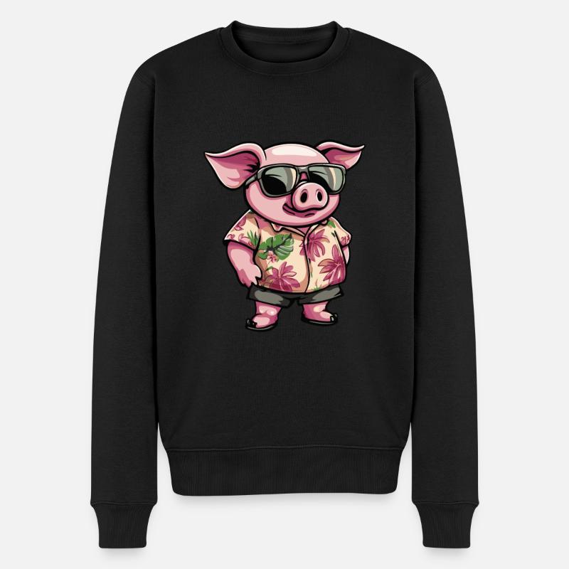 Cochon Bande Dessinée Drôle Été - Pull Premium bio Homme - noir