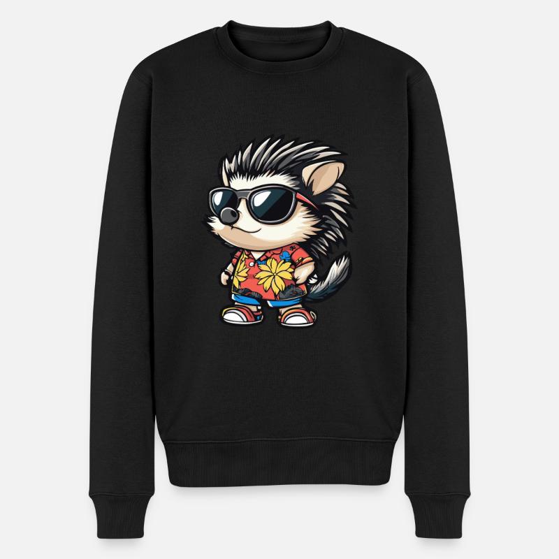 hérisson bande dessinée drôle été - Pull Premium bio Homme - noir