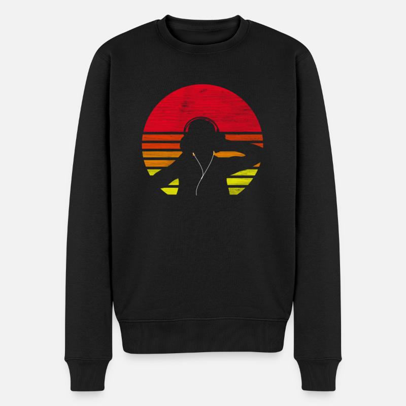 DJ Deejay Djing Retro - Männer Premium Bio Pullover - Schwarz