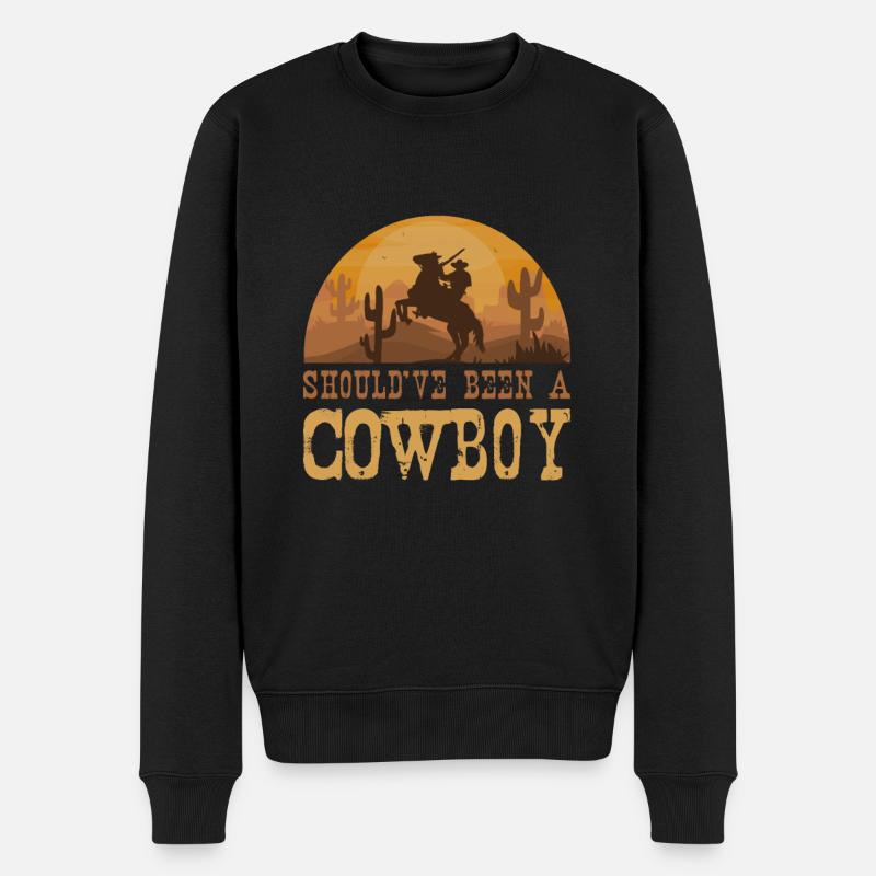 Cowboy - Männer Premium Bio Pullover - Schwarz