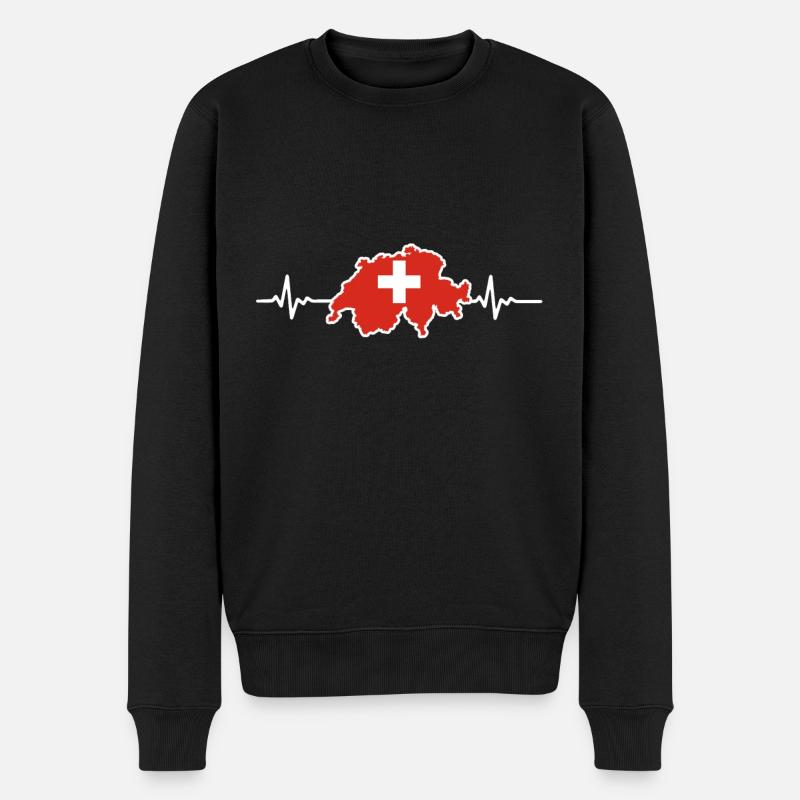 Schweiz Karte - Männer Premium Bio Pullover - Schwarz
