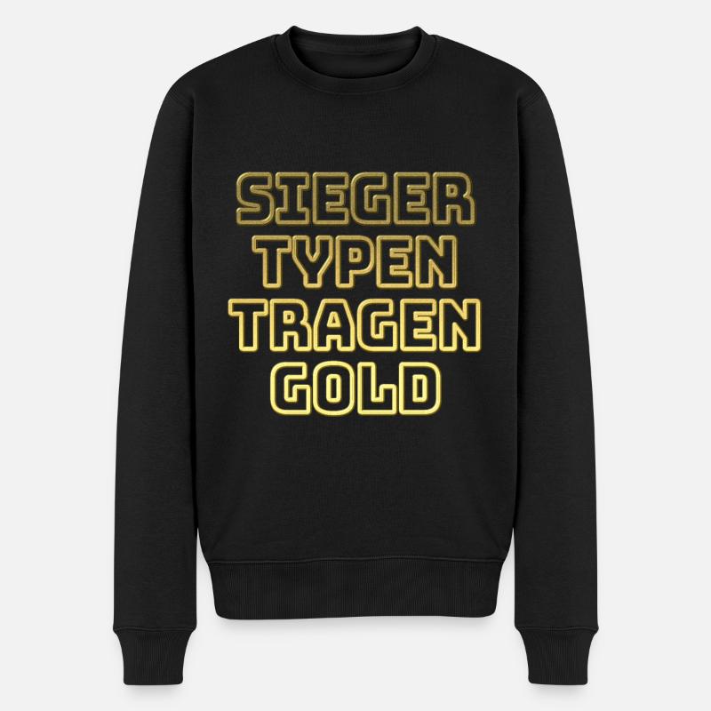 Siegertypen tragen Gold Gewinner Medaille Geschenk - Männer Premium Bio Pullover - Schwarz