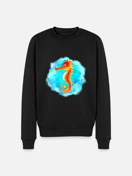 Seahorse - Men's Premium Organic Jumper - black