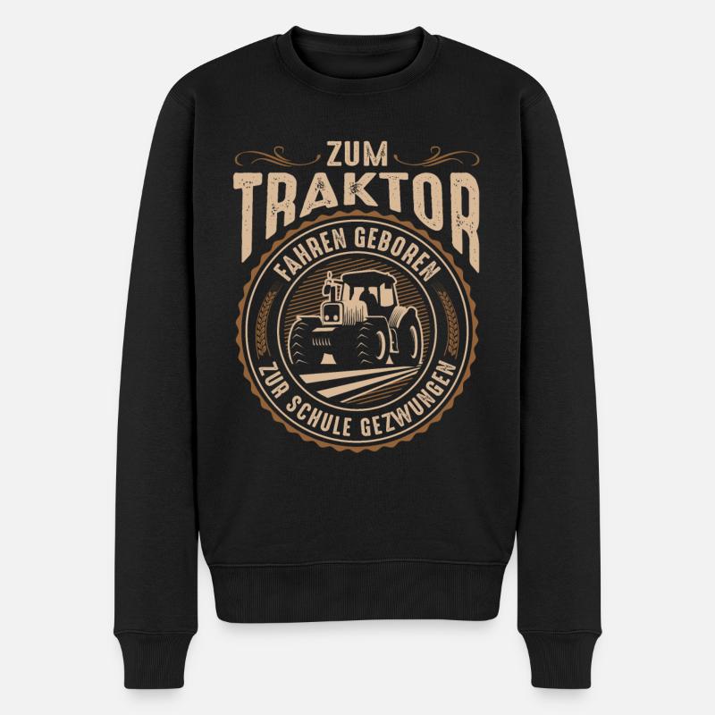 Lustiger Traktor Spruch Dorf Landwirt Bauernhof - Männer Premium Bio Pullover - Schwarz