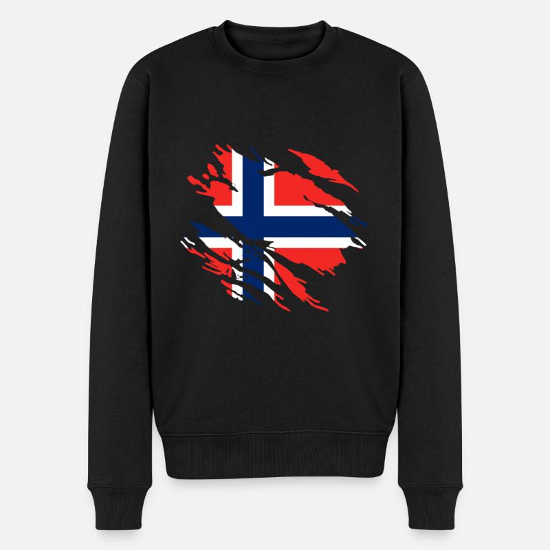 Norwegen Flagge - Männer Premium Bio Pullover - Schwarz