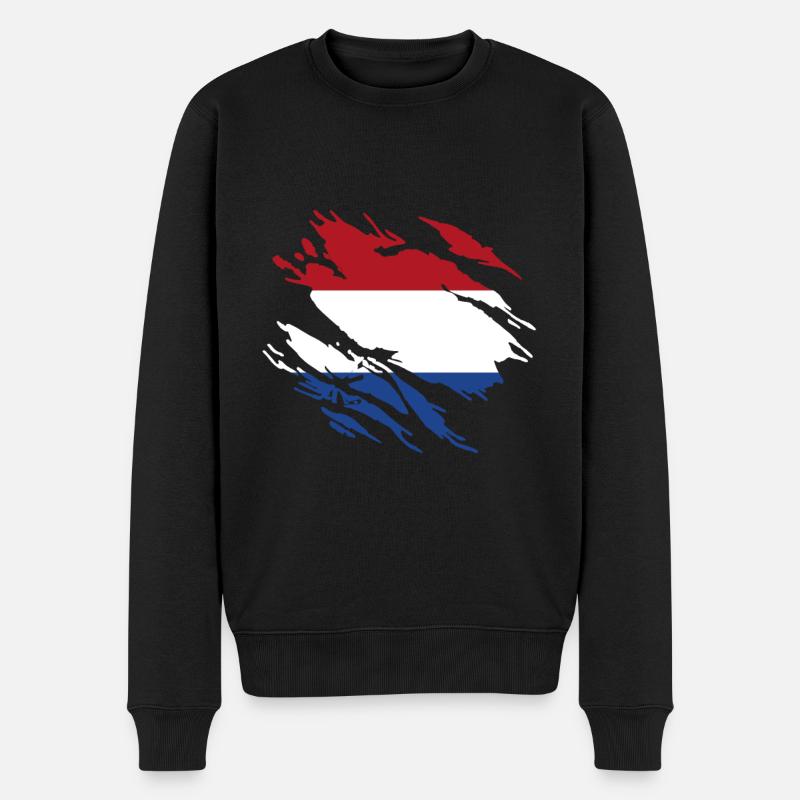 Niederlande Flagge - Männer Premium Bio Pullover - Schwarz