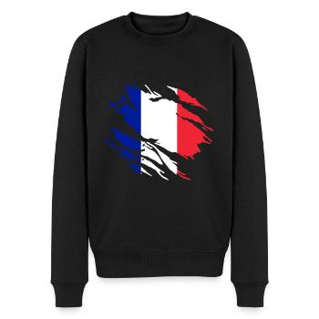 Frankreich Flagge - Männer Premium Bio Pullover - Schwarz - Vorne - Nico (187cm)