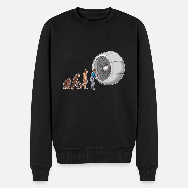 Flugzeugmechaniker Evolution Flugzeug Techniker - Männer Premium Bio Pullover - Schwarz