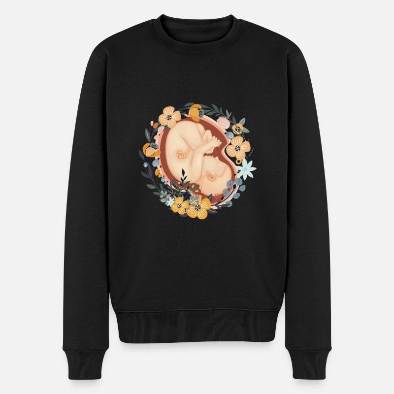 Blumenkind Schwangere Mutter Hebamme - Männer Premium Bio Pullover - Schwarz