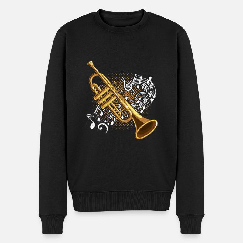 Trompette notes de musique jazz musique art - Pull Premium bio Homme - noir