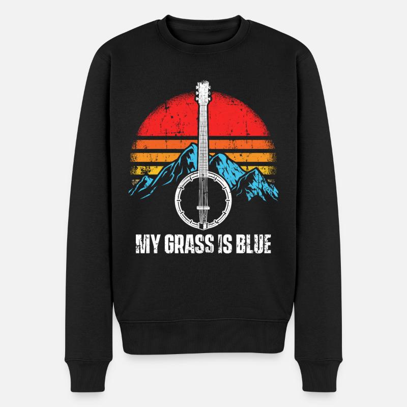 Bluegrass Musiker Banjo Spieler Musik Berge - Männer Premium Bio Pullover - Schwarz