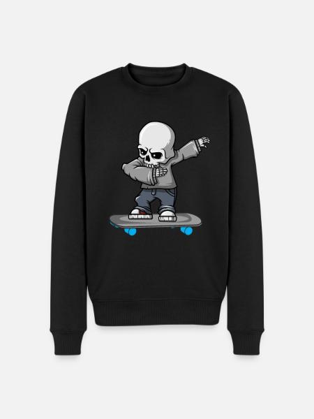 Dabbing skelet skateboard Halloween skater - Økologisk premium-sweatshirt til mænd - sort