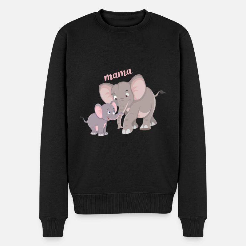 Éléphant mignon maman enfant bond - Pull Premium bio Homme - noir