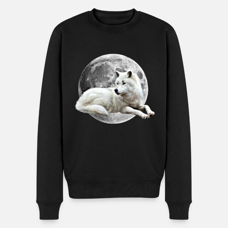 Wolf - Männer Premium Bio Pullover - Schwarz