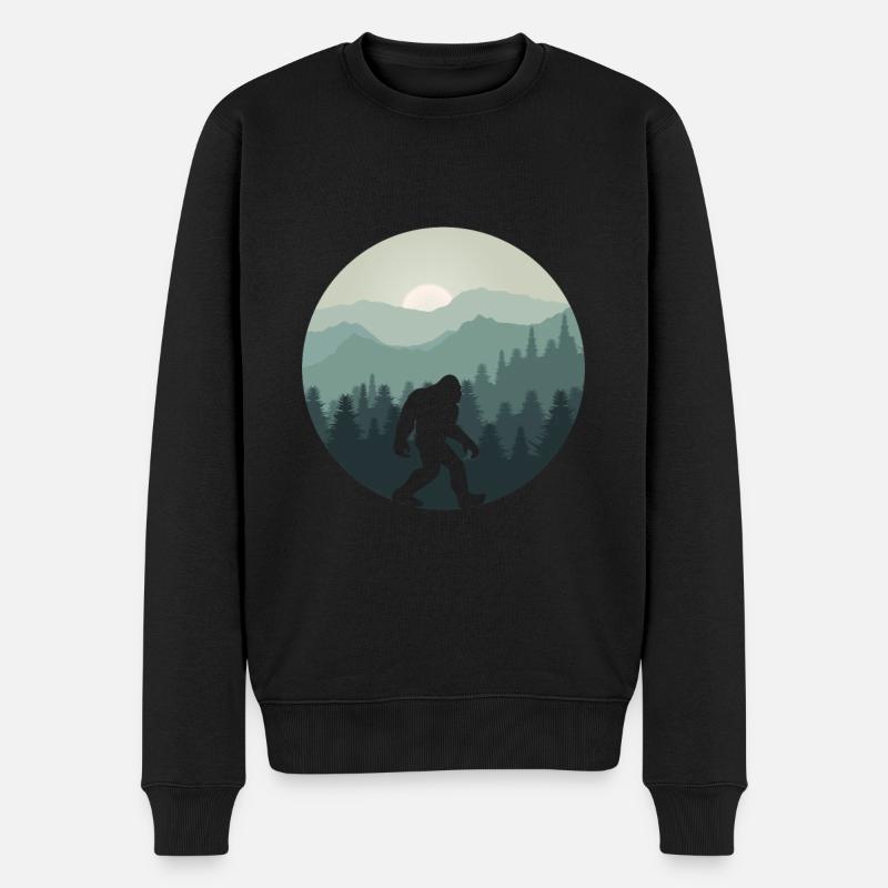 Bigfoot Berg Wald Sasquatch Fan - Männer Premium Bio Pullover - Schwarz
