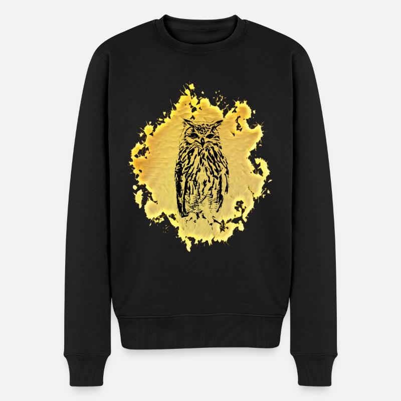 Eulen - Männer Premium Bio Pullover - Schwarz