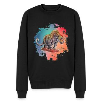 Leopard - Männer Premium Bio Pullover - Schwarz - Vorne - Nico (187cm)