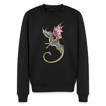 Drache - Männer Premium Bio Pullover - Schwarz - Vorne - Nico (187cm)