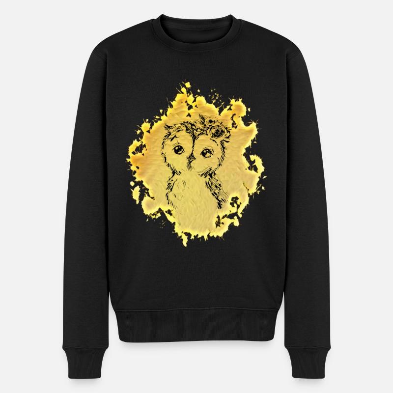 Eule - Männer Premium Bio Pullover - Schwarz