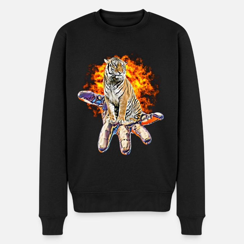 Tiger - Männer Premium Bio Pullover - Schwarz