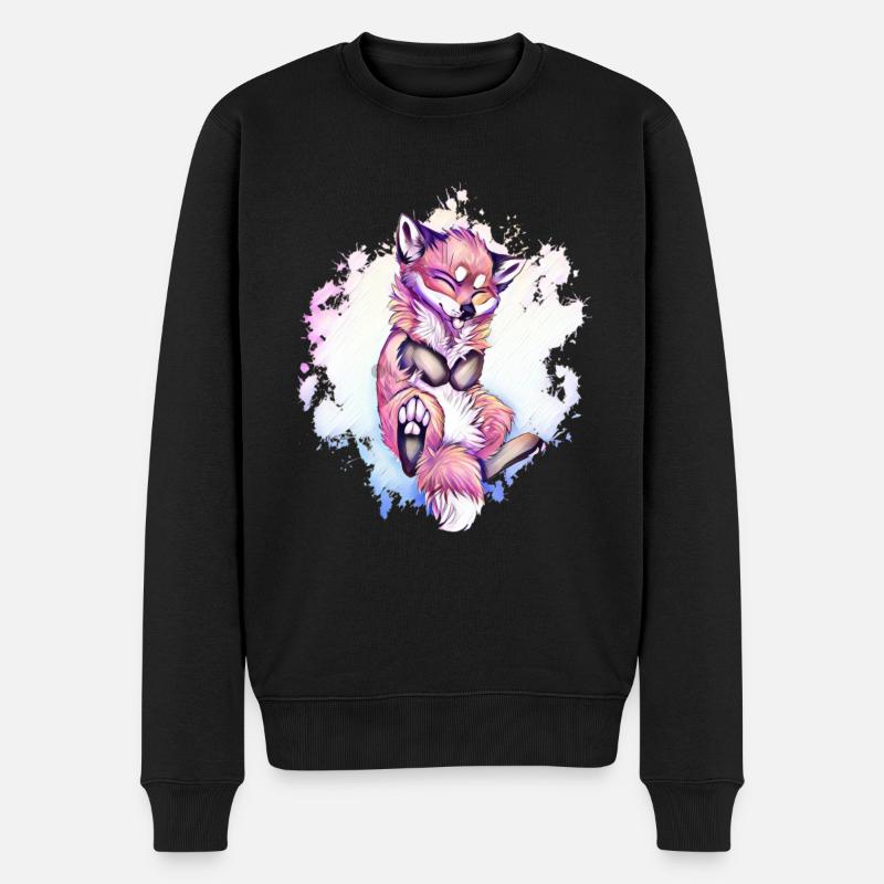 Fuchs - Männer Premium Bio Pullover - Schwarz