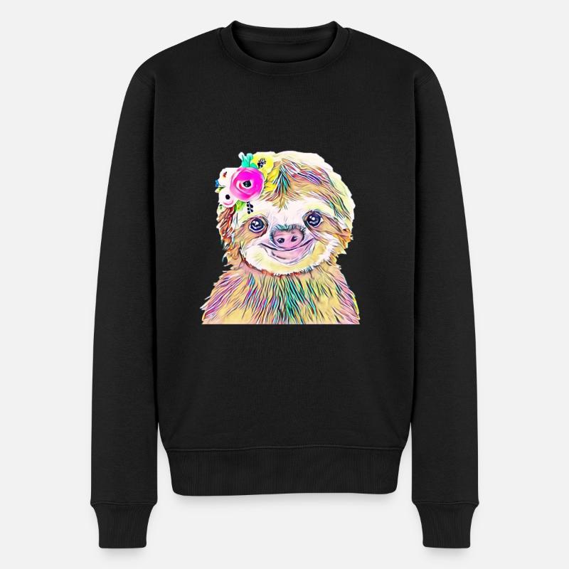 Faultier - Männer Premium Bio Pullover - Schwarz