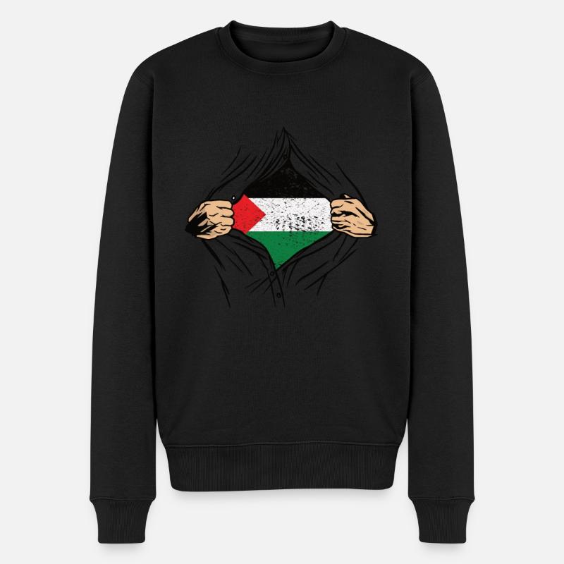 Palestine Drapeau pour les Palestiniens - Pull Premium bio Homme - noir