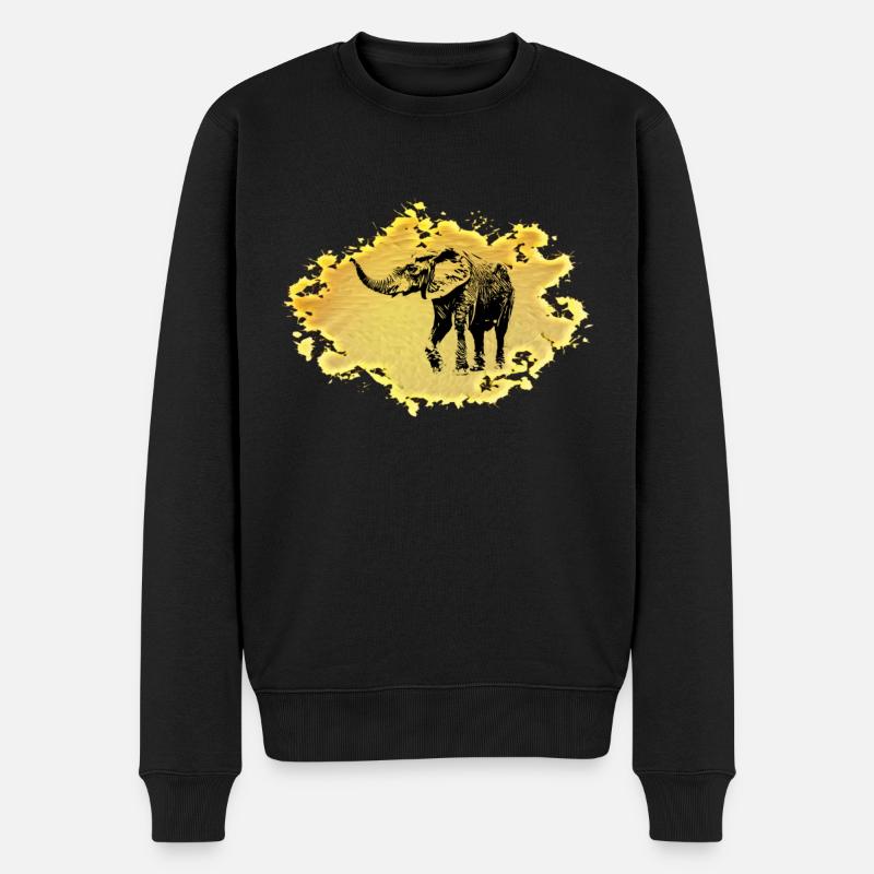 Elefant - Männer Premium Bio Pullover - Schwarz
