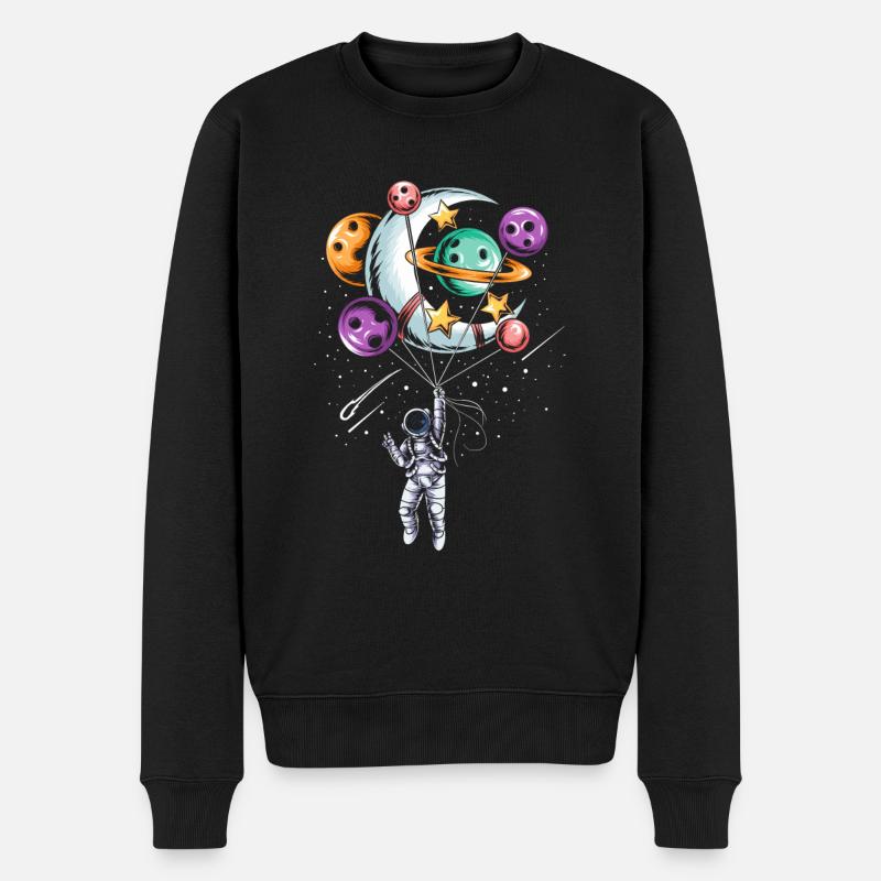 Astronaut Ballon Planète Illustrations - Pull Premium bio Homme - noir