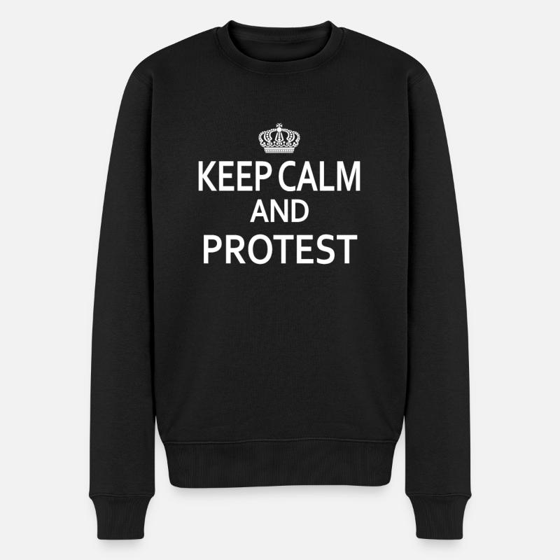 Keep Calm and PROTEST - Men's Premium Organic Jumper - black