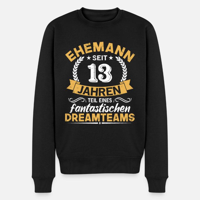 13. Hochzeitstag Ehemann seit 13 Jahren Geschenk - Männer Premium Bio Pullover - Schwarz